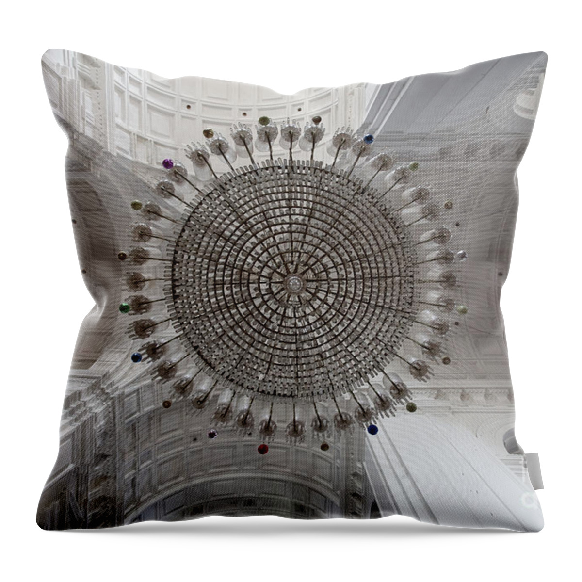 Chandelier Throw Pillow featuring the photograph Chandelier in Goa Cathedral by Milind Ketkar