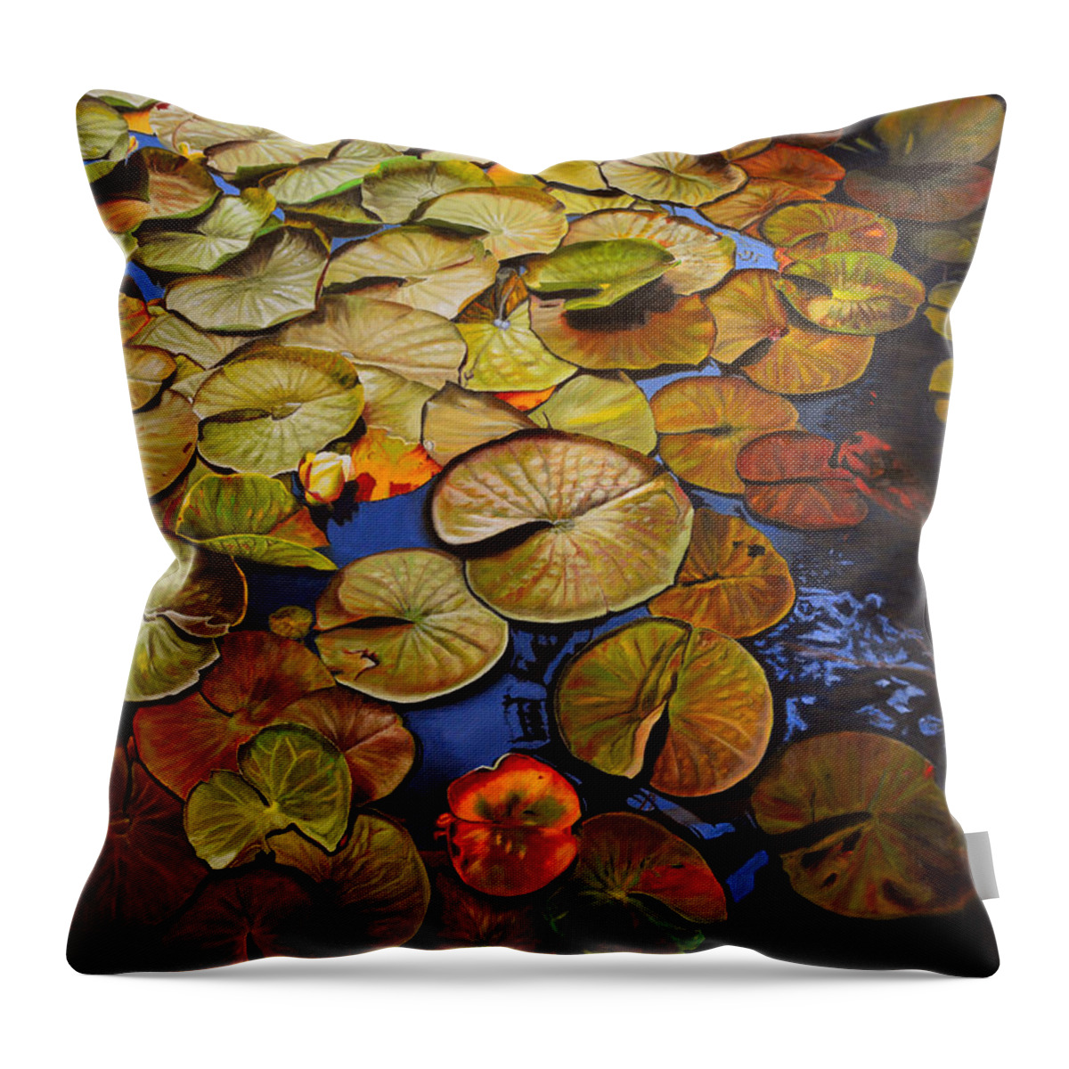 Water Lily Throw Pillow featuring the painting Change of Season by Thu Nguyen