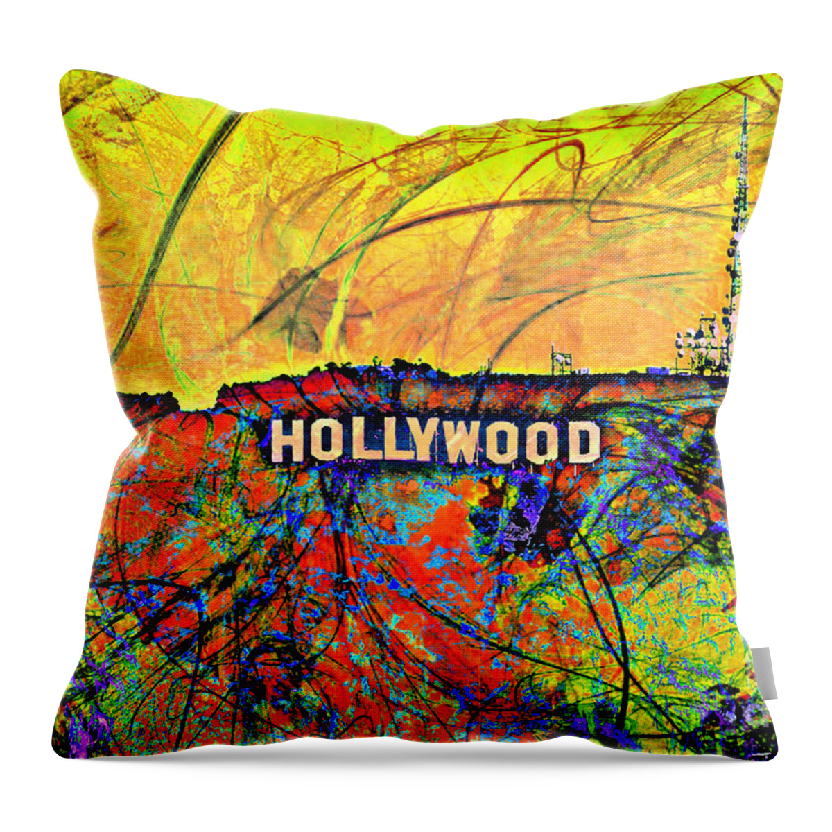 Los Angeles Throw Pillow featuring the digital art Chaos by Az Jackson