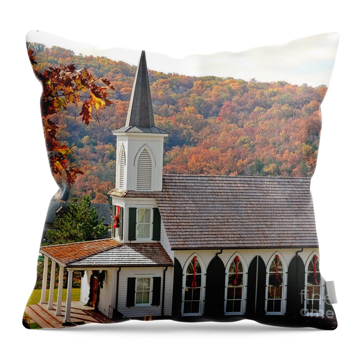 Church Throw Pillow featuring the photograph Chapel at Big Cedar by Nava Thompson