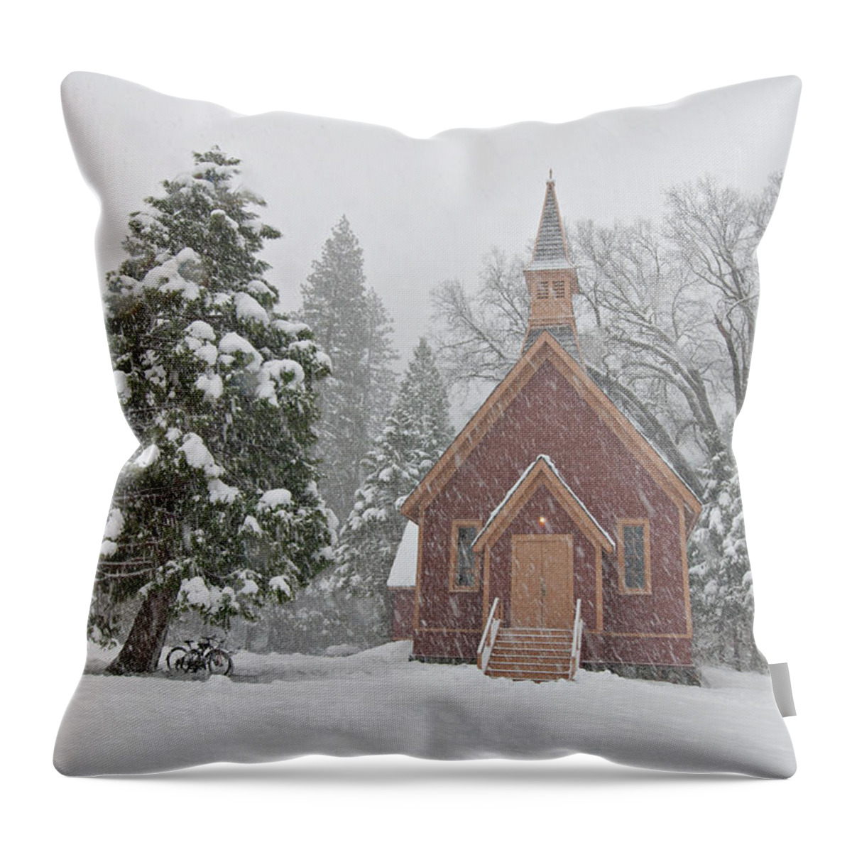 Tranquility Throw Pillow featuring the photograph Chapel At Yosemite by Sapna Reddy Photography