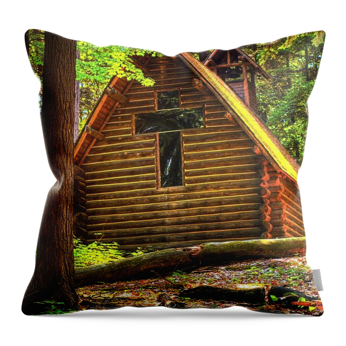 Chapel Throw Pillow featuring the photograph Chapel in the Pines by Randy Pollard