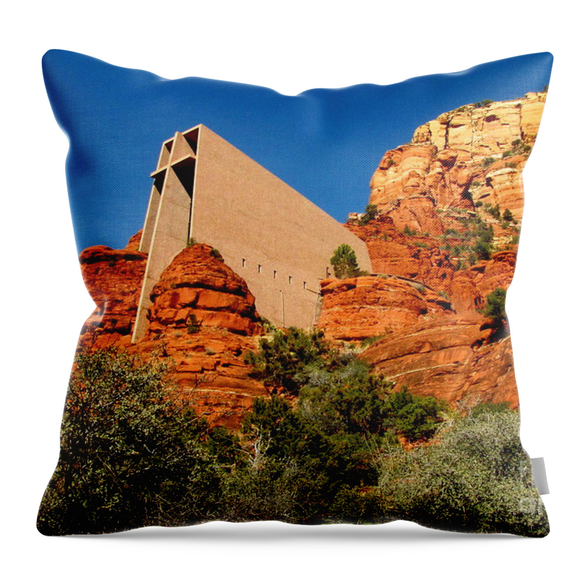 Chapel Of The Holy Cross Throw Pillow featuring the photograph Chapel Of The Holy Cross 2 by Marilyn Smith