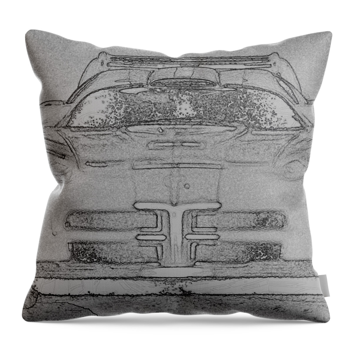 Dodge Throw Pillow featuring the digital art Charcoal Viper by Lin Grosvenor