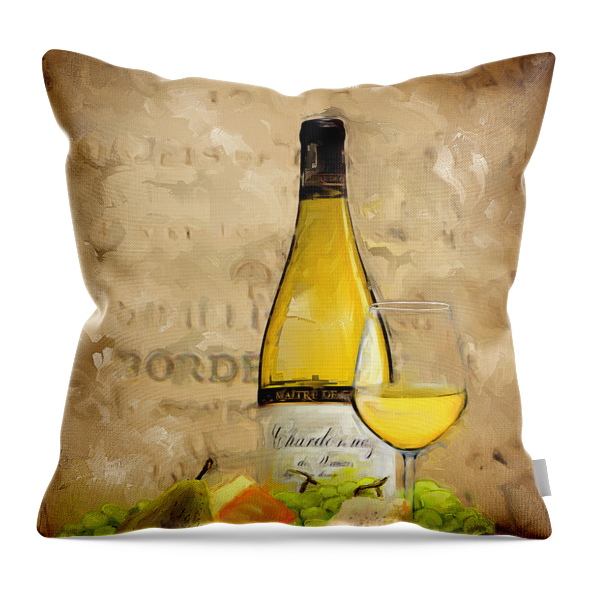 Wine Throw Pillow featuring the painting Chardonnay IV by Lourry Legarde