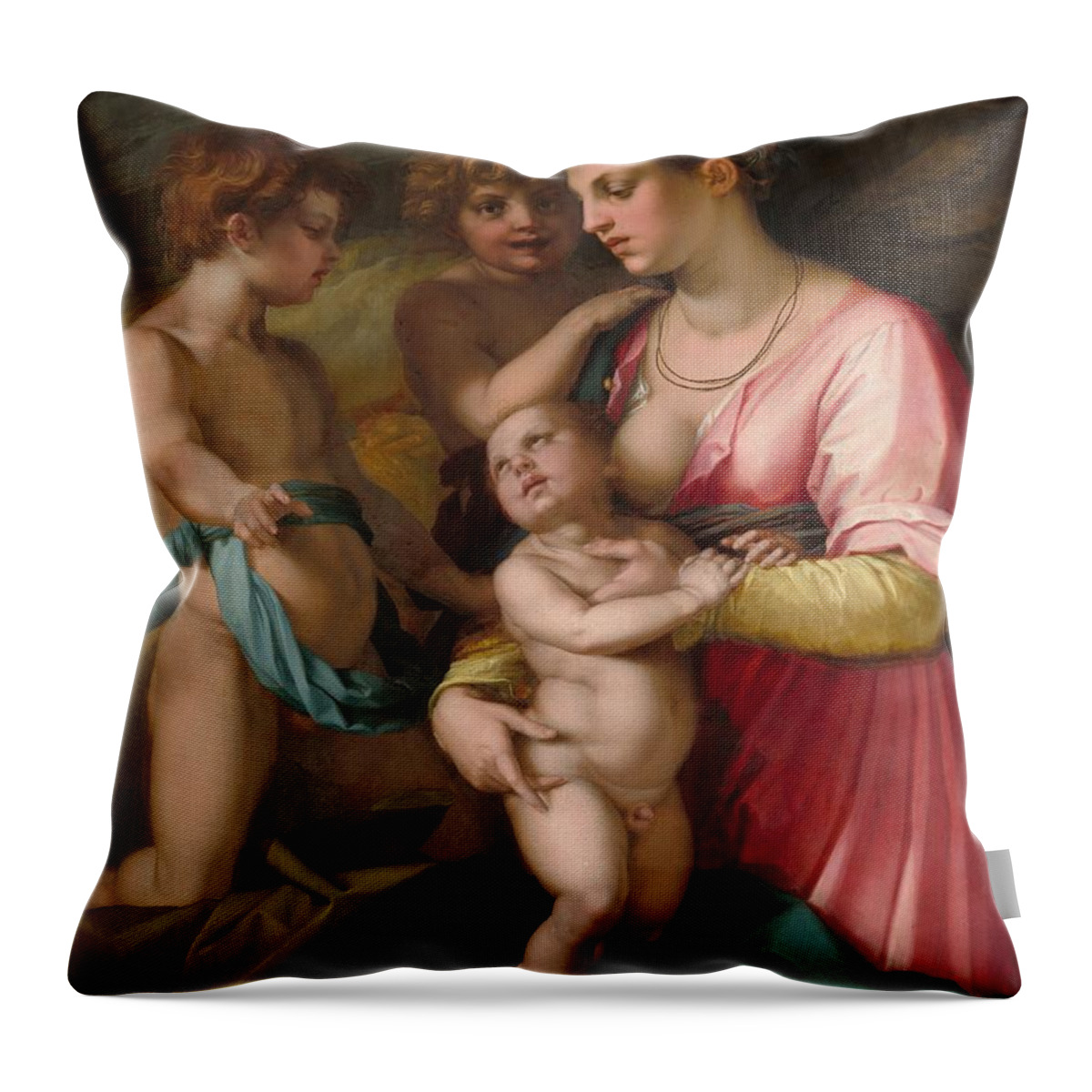 1530 Throw Pillow featuring the painting Charity by Andrea del Sarto