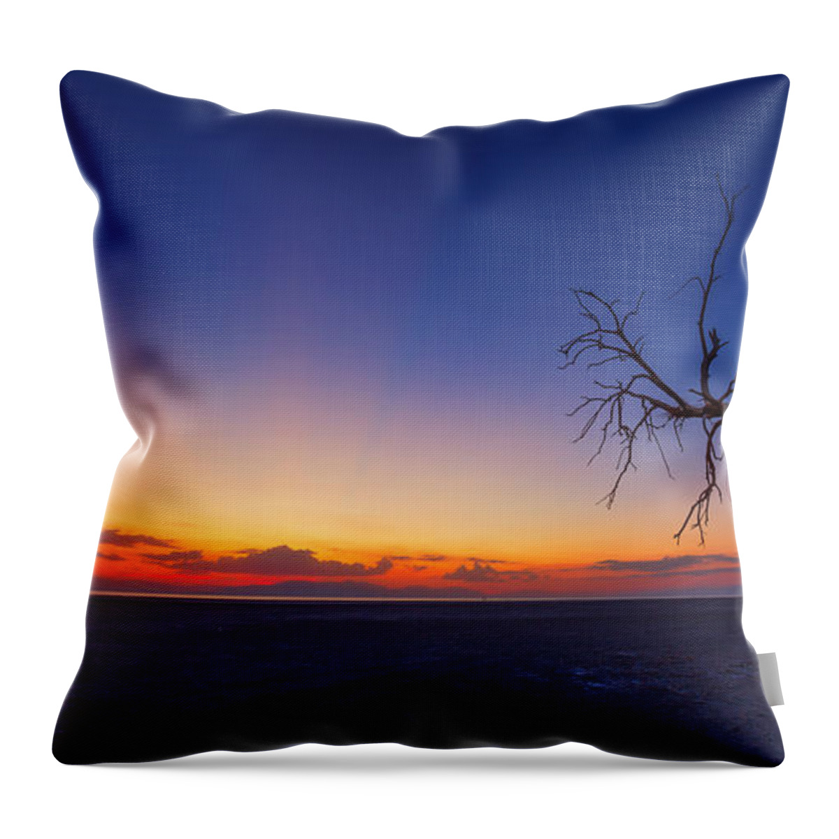 Salton Sea Throw Pillow featuring the photograph Chasing the sun by Tassanee Angiolillo
