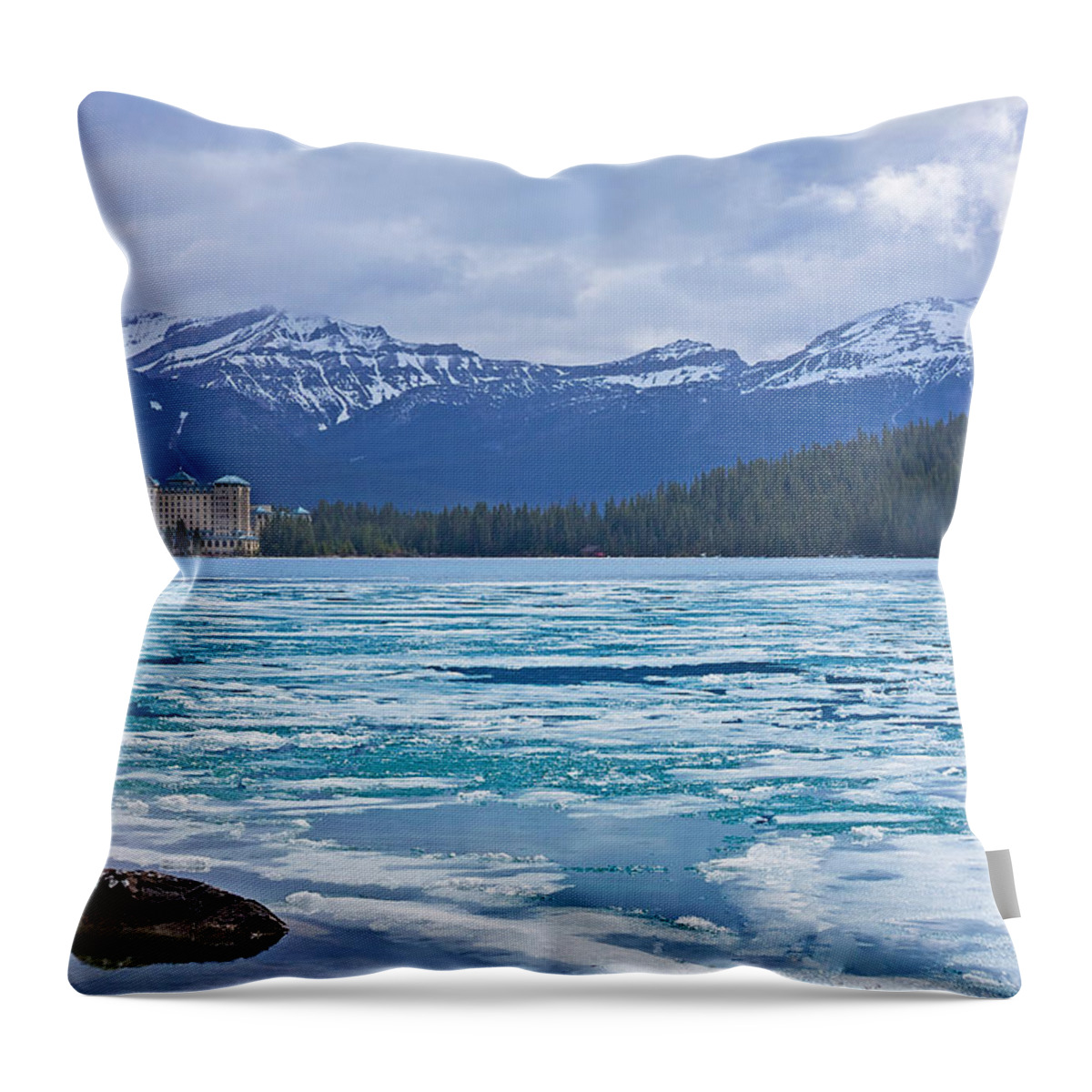 Lake Louise Throw Pillow featuring the photograph Chateau Lake Louise #2 by Stuart Litoff