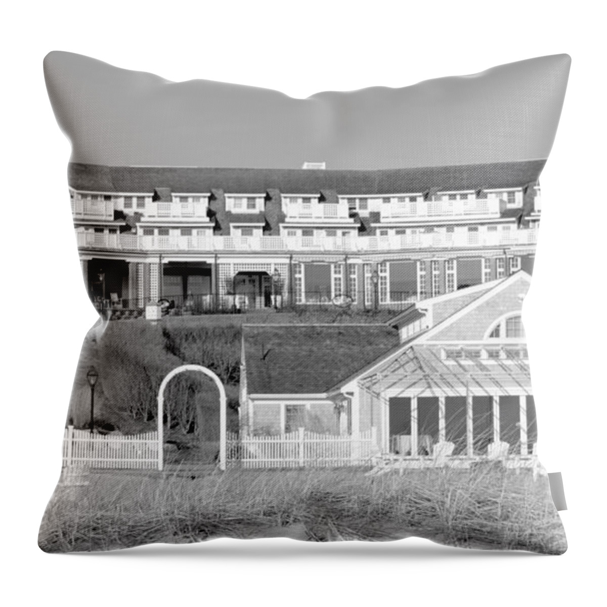 Massachusetts Throw Pillow featuring the photograph Chatham Bars Inn B and W by Caroline Stella