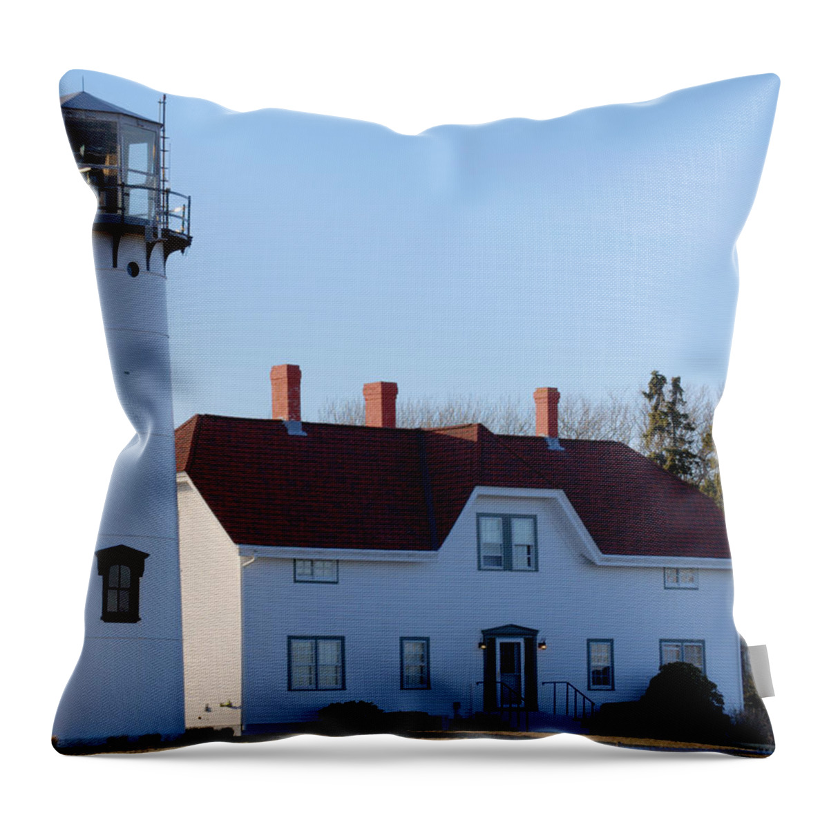 New England Throw Pillow featuring the photograph Chatham Light Afternoon by Caroline Stella