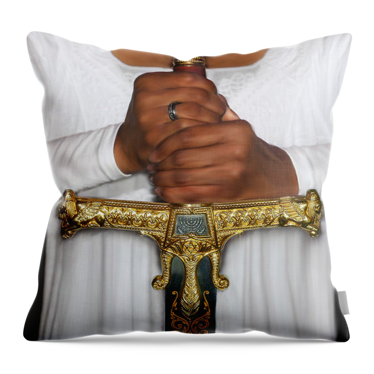 Warrior Bride Art Throw Pillow featuring the photograph Chayil Warrior Bride by Constance Woods