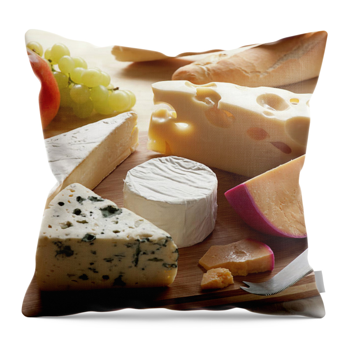 Cheese Throw Pillow featuring the photograph Cheese And Wine by Tinafields