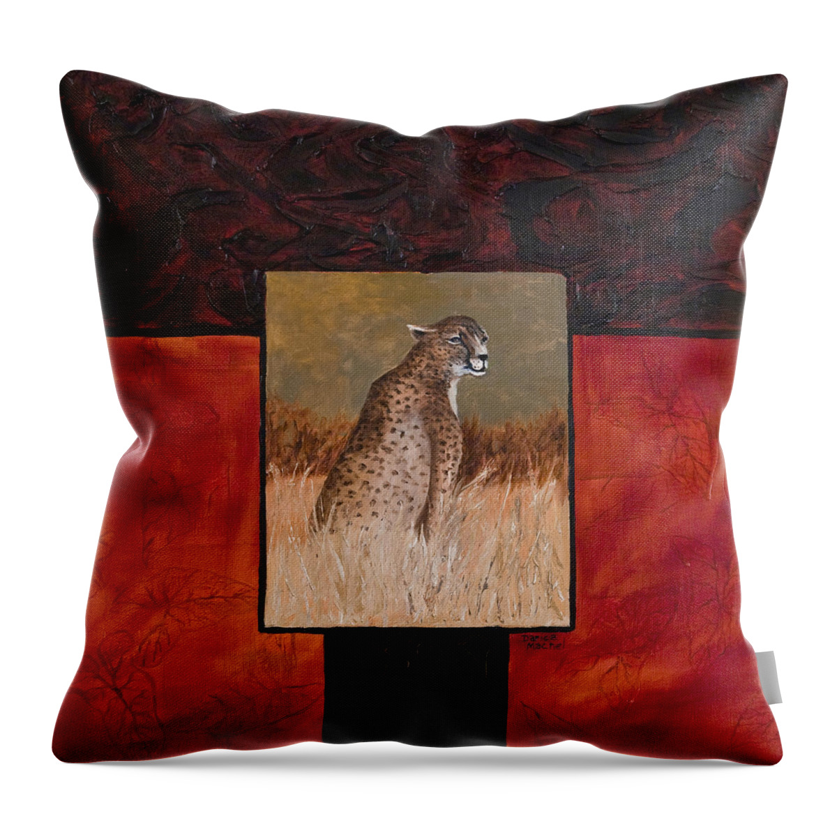 Animal Throw Pillow featuring the painting Cheetah by Darice Machel McGuire