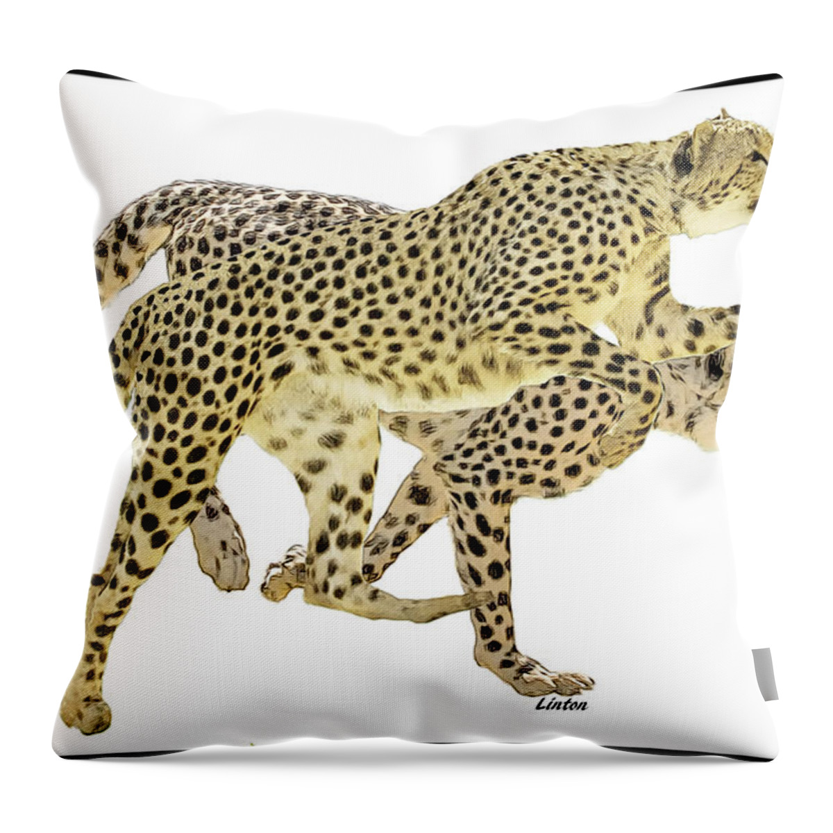 Cheetahs Throw Pillow featuring the digital art Cheetahs by Larry Linton