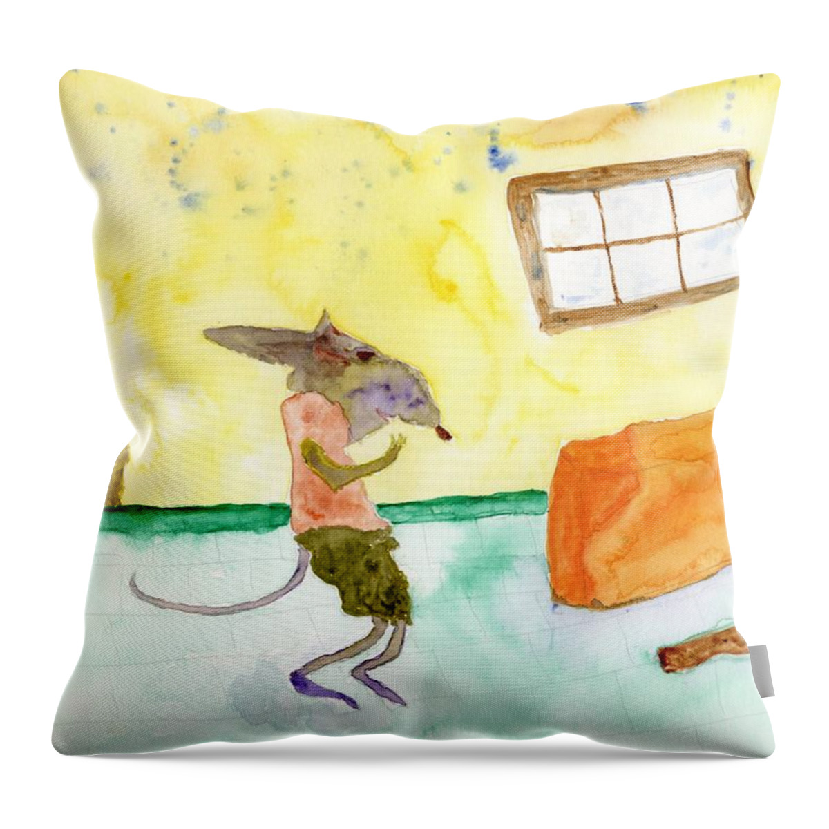 Jim Taylor Throw Pillow featuring the painting Cheeze Thief by Jim Taylor