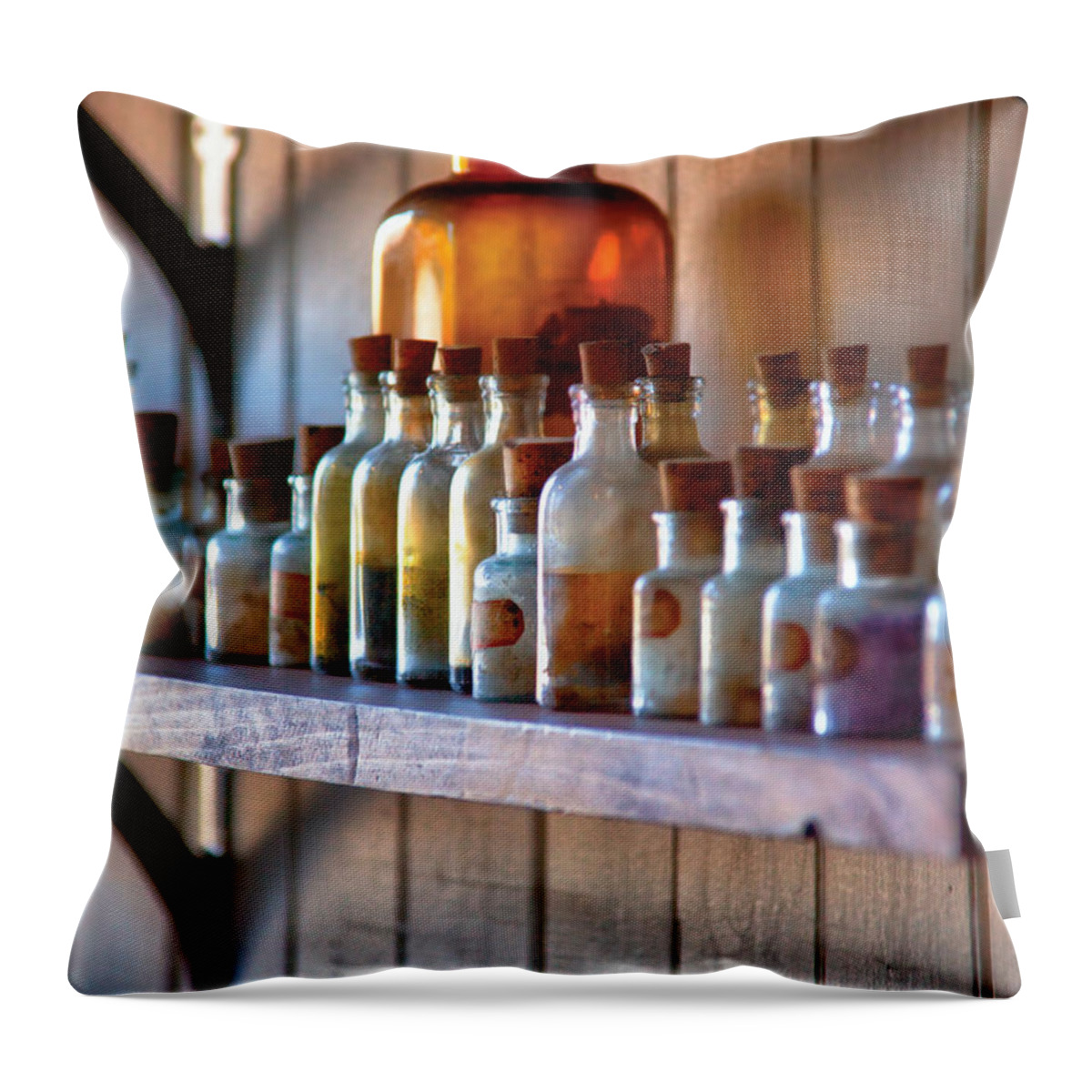 Chemist Throw Pillow featuring the photograph Chemist - Magical Ingredients by Mike Savad