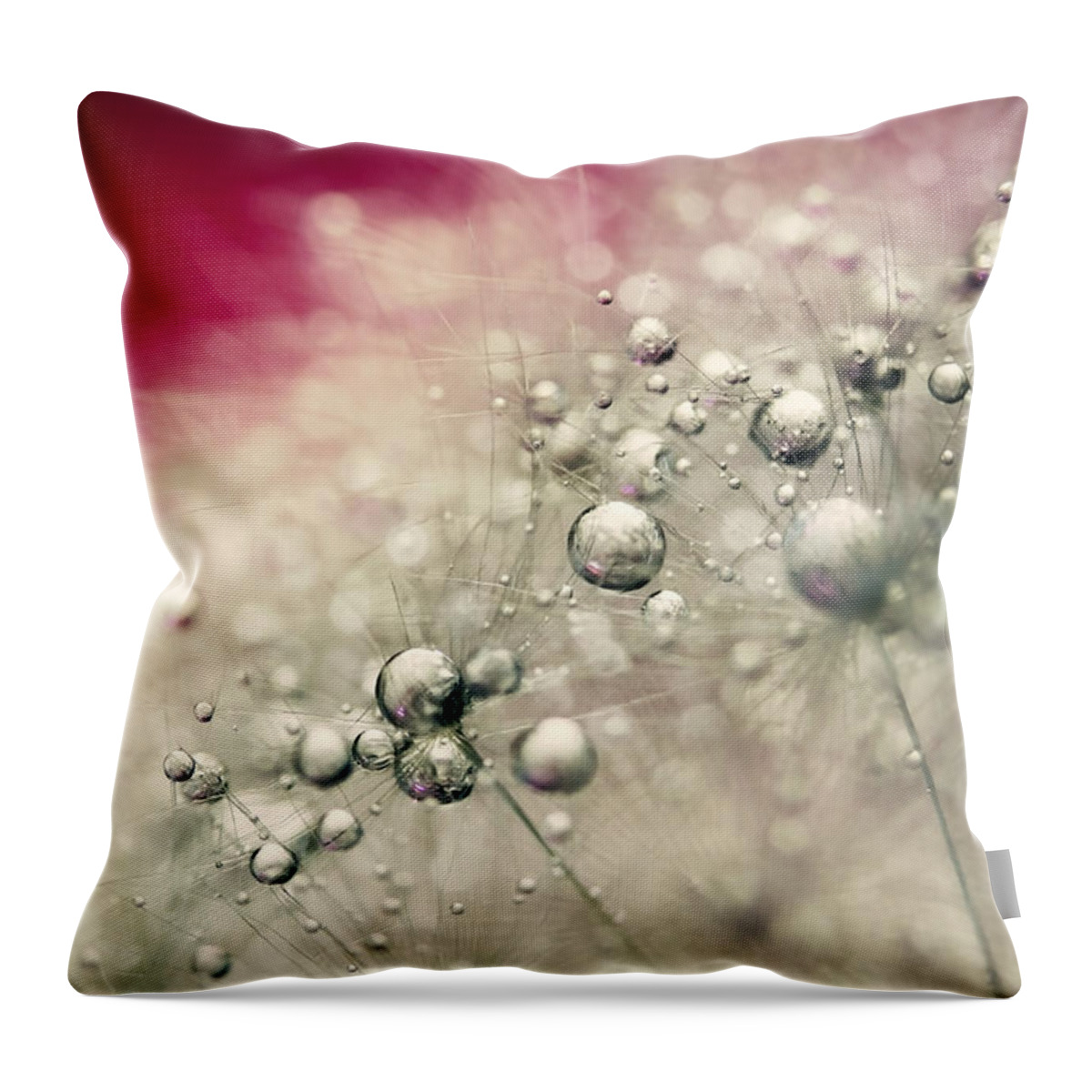 Dandelion Throw Pillow featuring the photograph Cherry Dandy Drops by Sharon Johnstone
