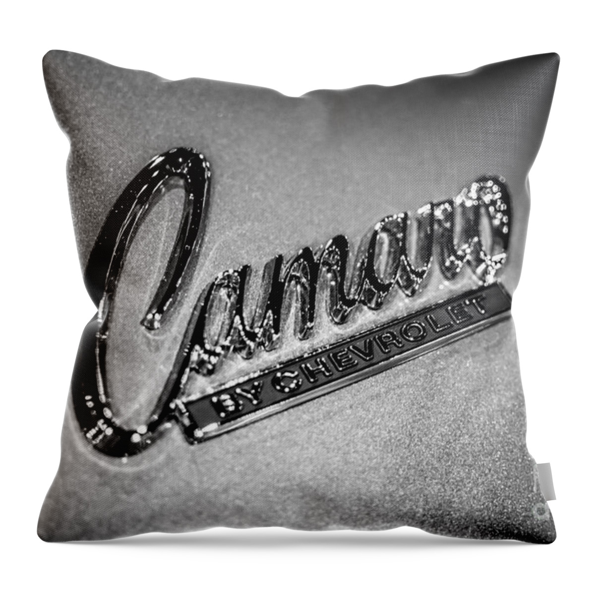American Throw Pillow featuring the photograph Chevrolet Camaro Emblem by Paul Velgos