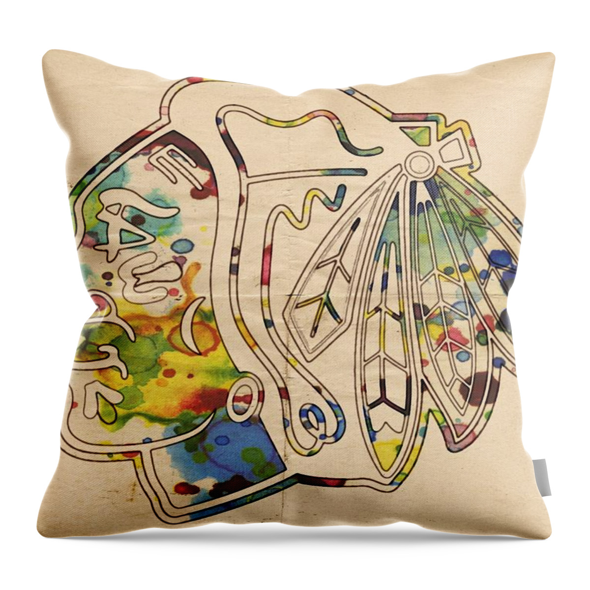 Chicago Blackhawks Throw Pillow featuring the painting Chicago Blackhawks Poster Art by Florian Rodarte