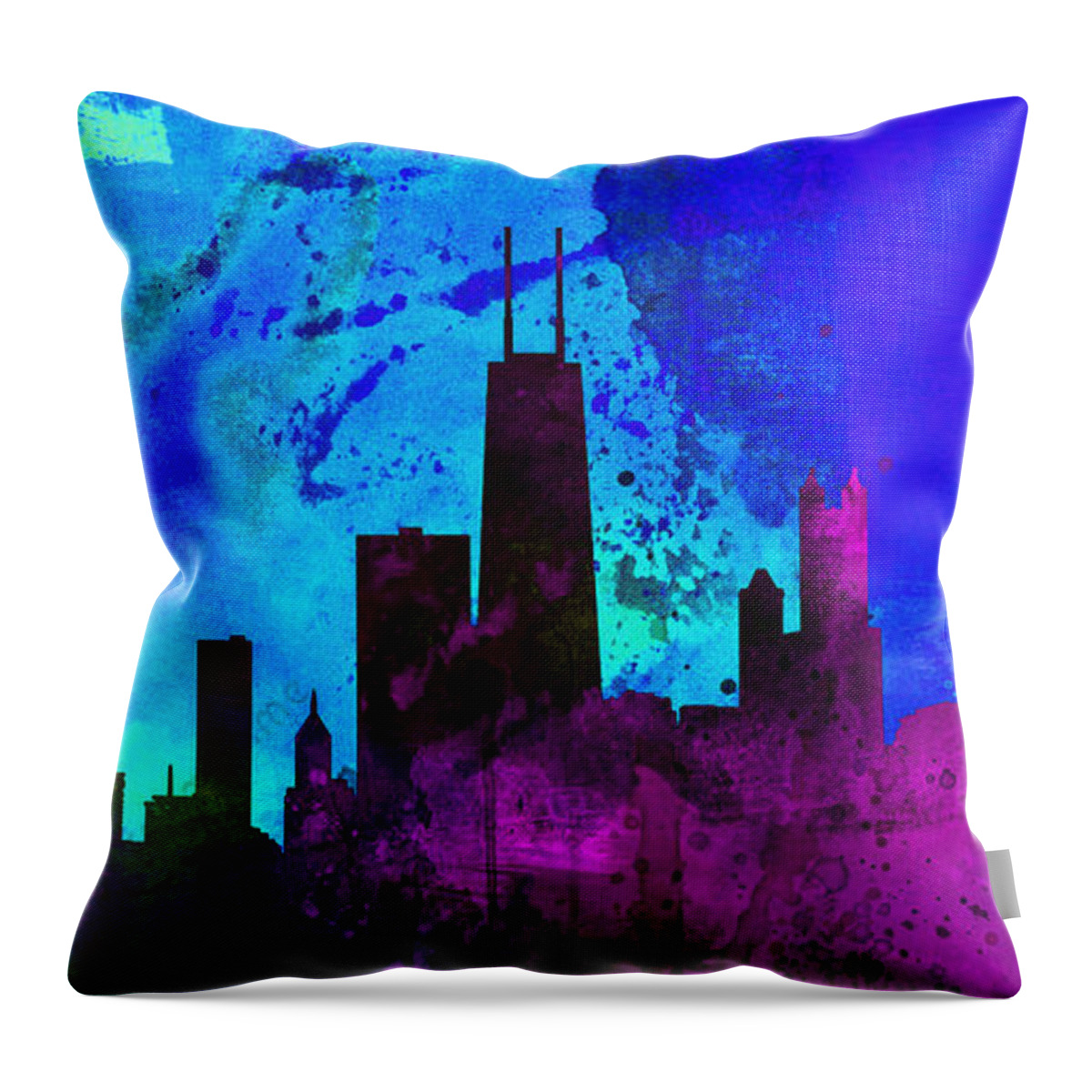 Chicago Throw Pillow featuring the painting Chicago City Skyline by Naxart Studio