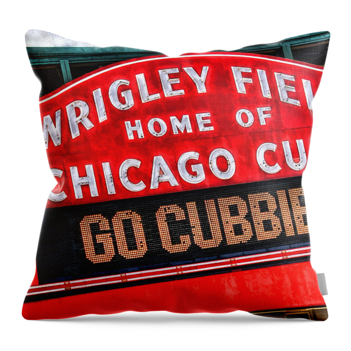 Chicago Throw Pillow featuring the painting Chicago Cubs Wrigley Field by Christopher Arndt