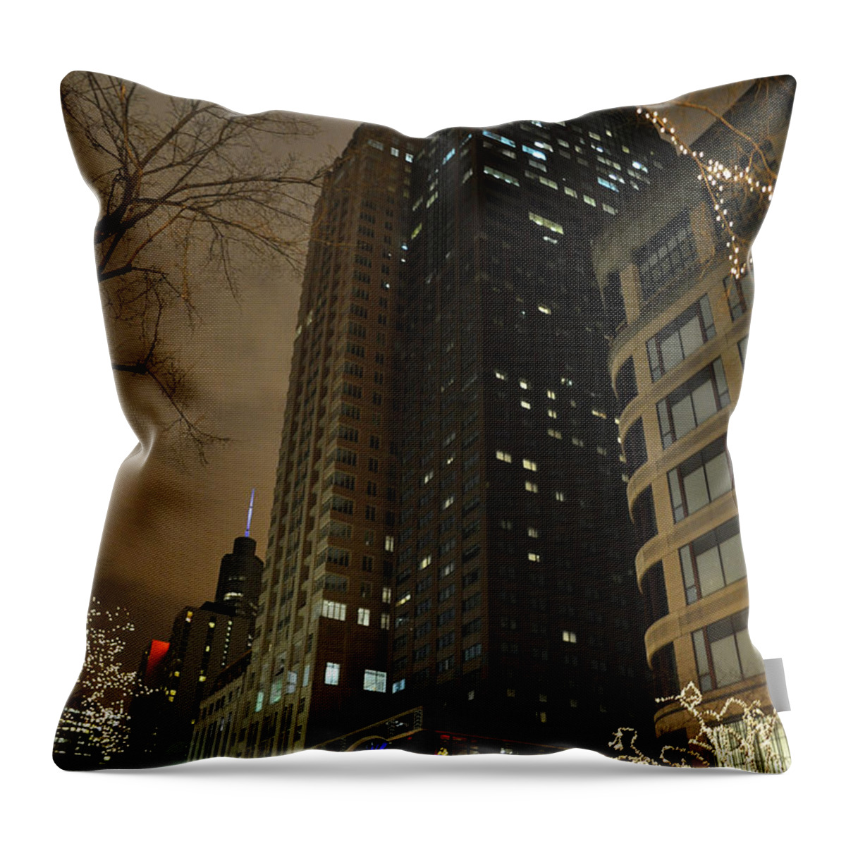 Chicago Throw Pillow featuring the photograph Chicago Night Life by Verana Stark
