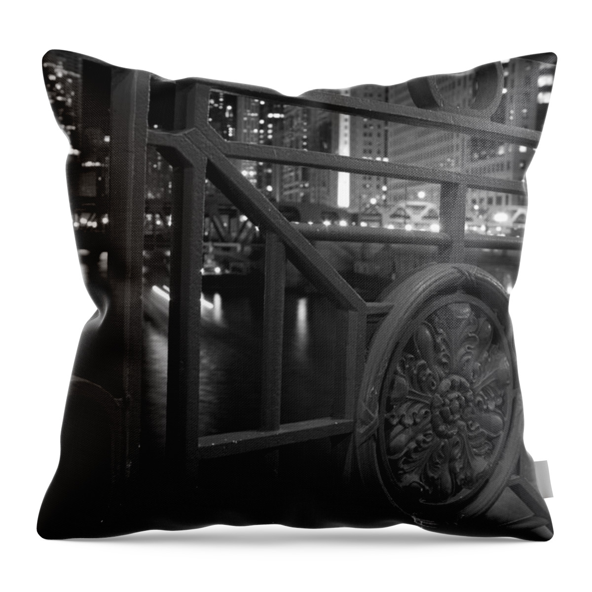  Throw Pillow featuring the photograph Chicago River by Miguel Winterpacht