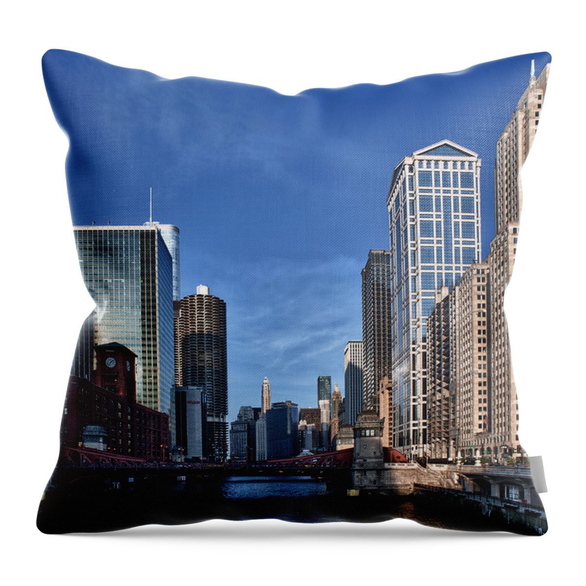 Chicago Throw Pillow featuring the photograph Chicago River by Sebastian Musial