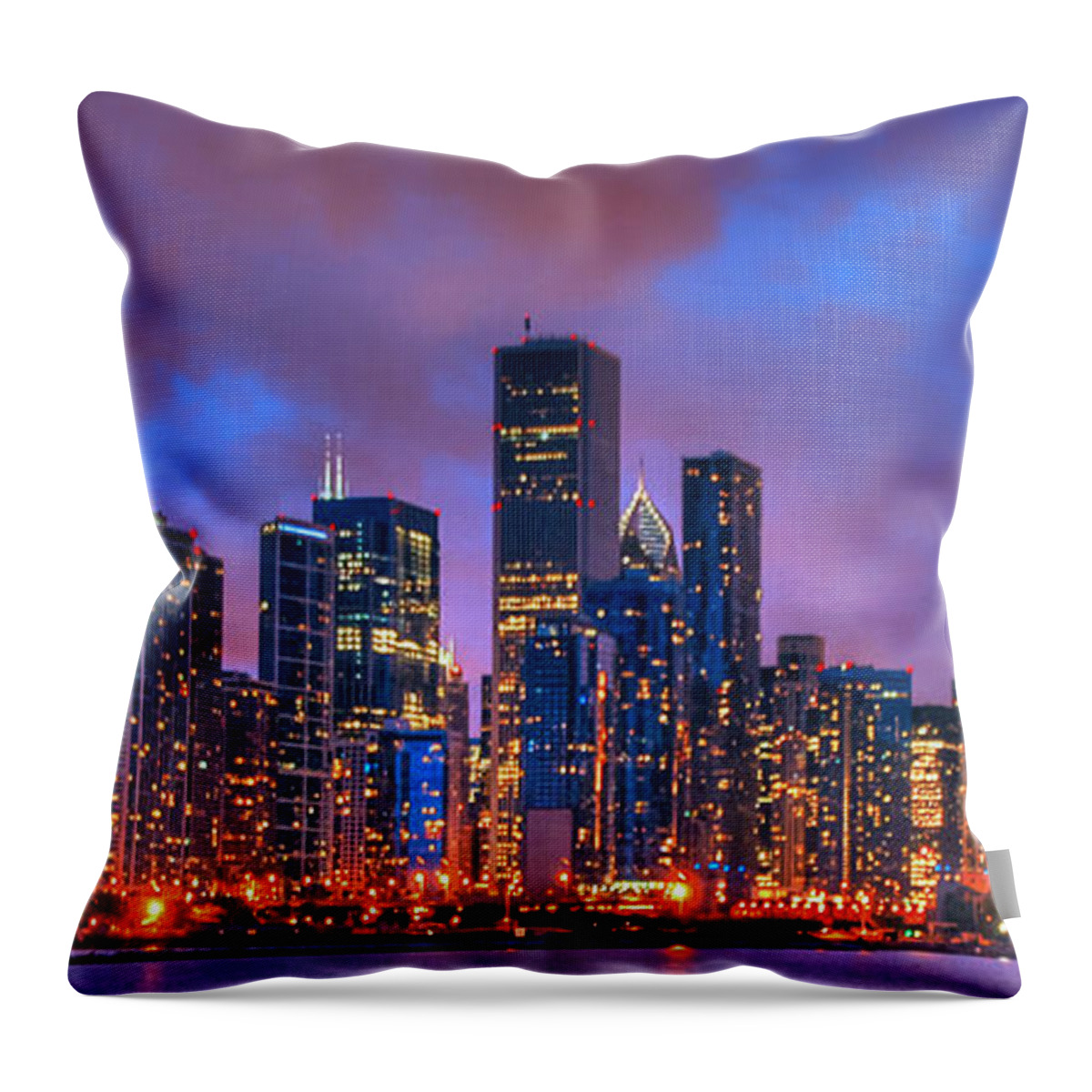 Chicago Skyline From Navy Pier Throw Pillow featuring the photograph Chicago Skyline from Navy Pier view 2 by Ken Smith