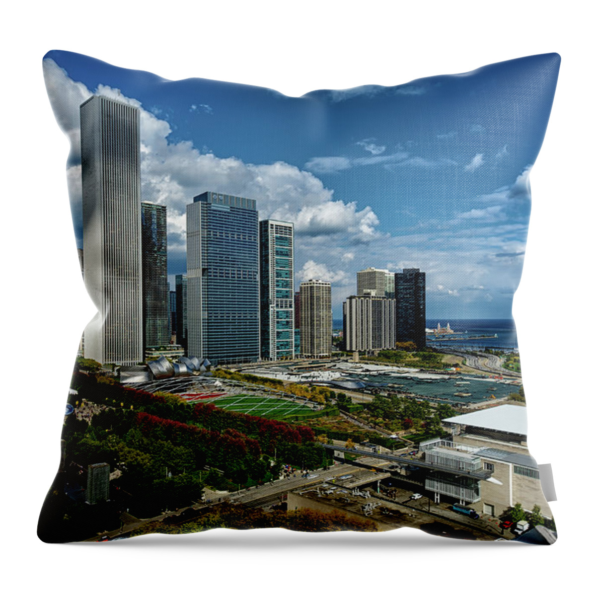 Tranquility Throw Pillow featuring the photograph Chicago Skyline by Milosh Kosanovich - Precision Digital Photography
