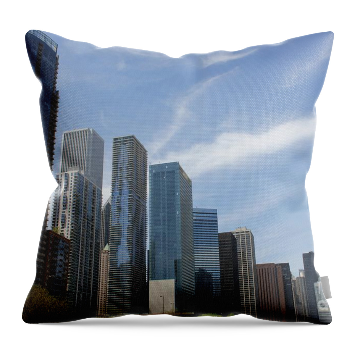 Chicago Throw Pillow featuring the photograph Chicago Skyscrapers by Alice Terrill