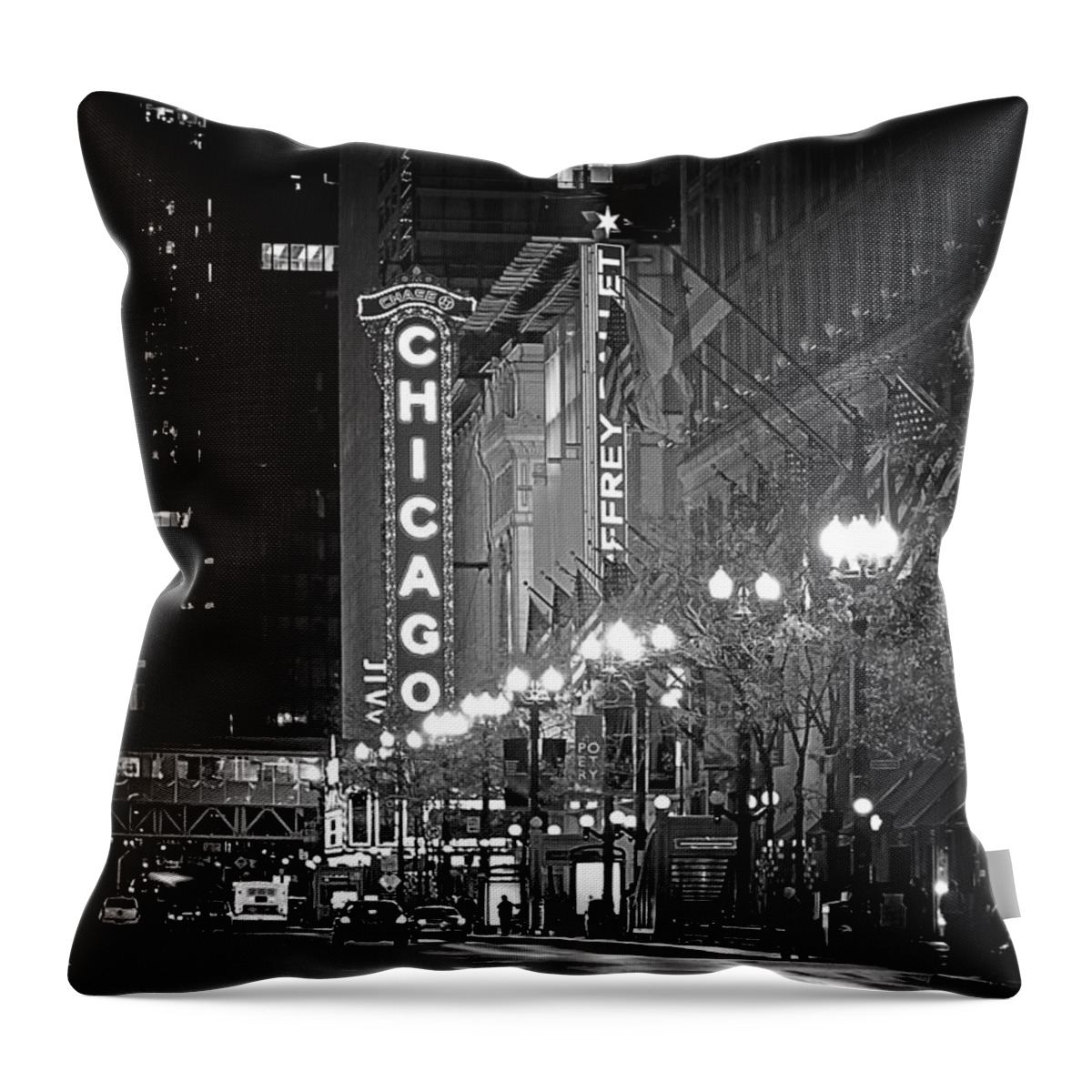 Chicago Throw Pillow featuring the photograph Chicago Theatre - Grandeur and Elegance by Alexandra Till