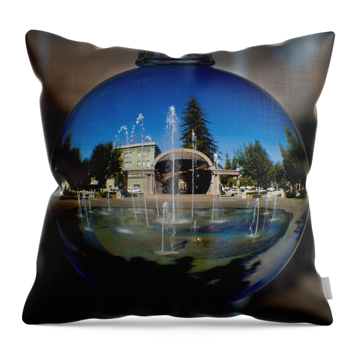 Fountain Throw Pillow featuring the photograph Chico City Plaza by Robert Woodward