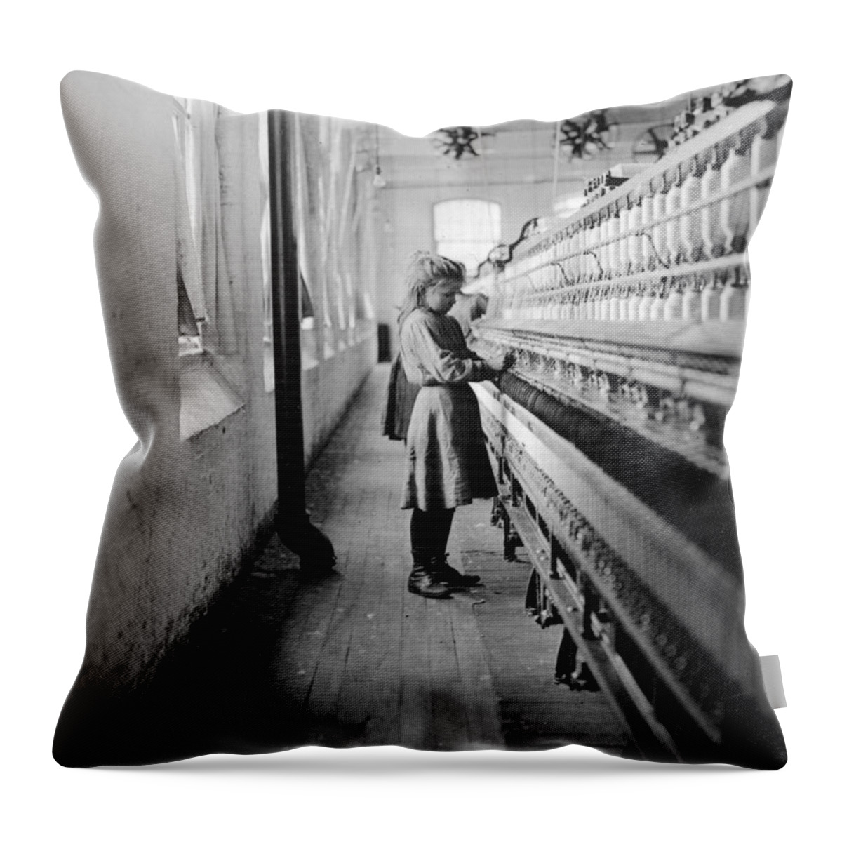 1908 Throw Pillow featuring the photograph Child Labor, 1908 by Granger