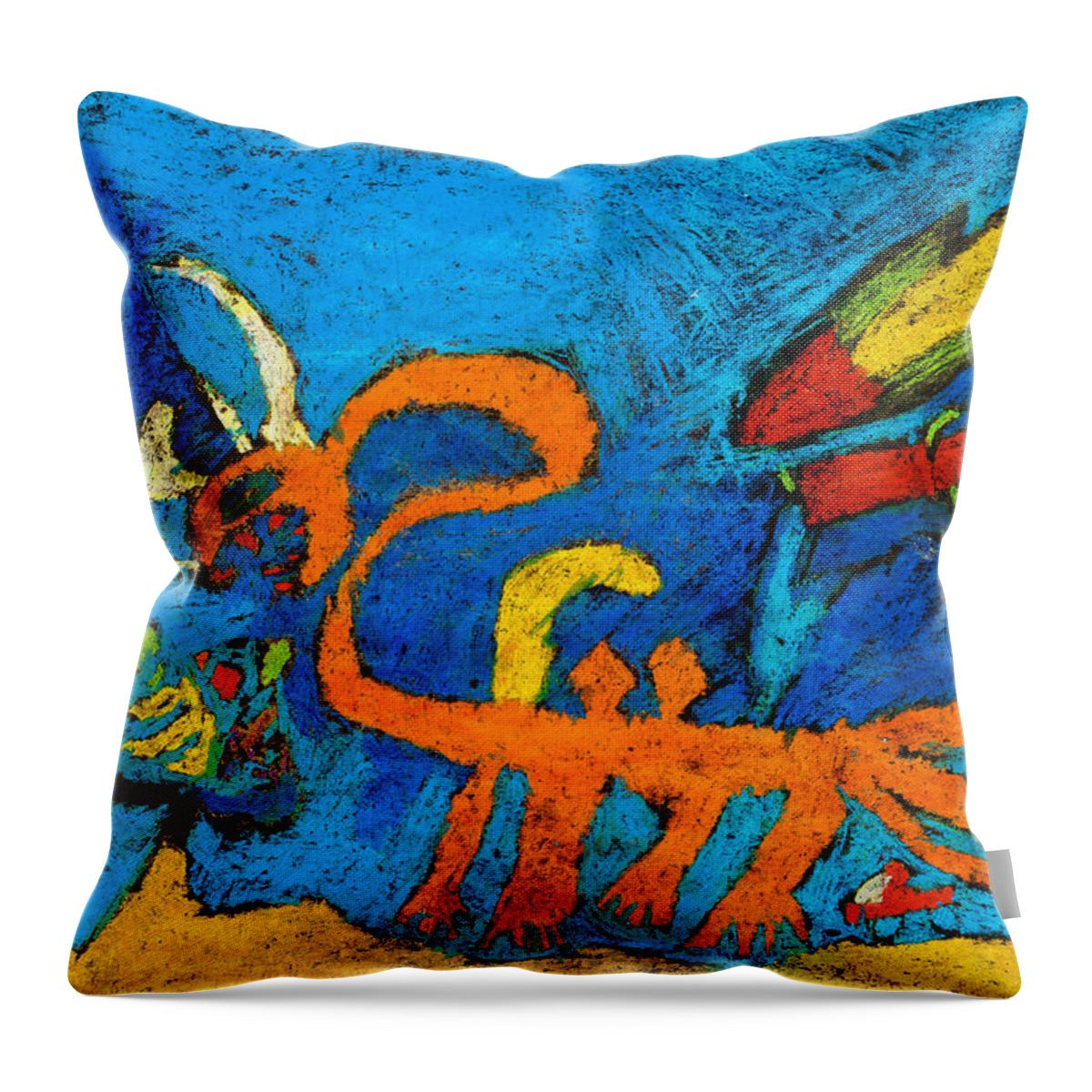 Cray Pas Throw Pillow featuring the painting Chimera by Keaton Raser Age Eight
