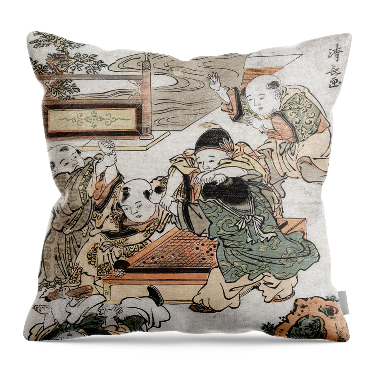 1780s Throw Pillow featuring the drawing China Children Playing by Granger