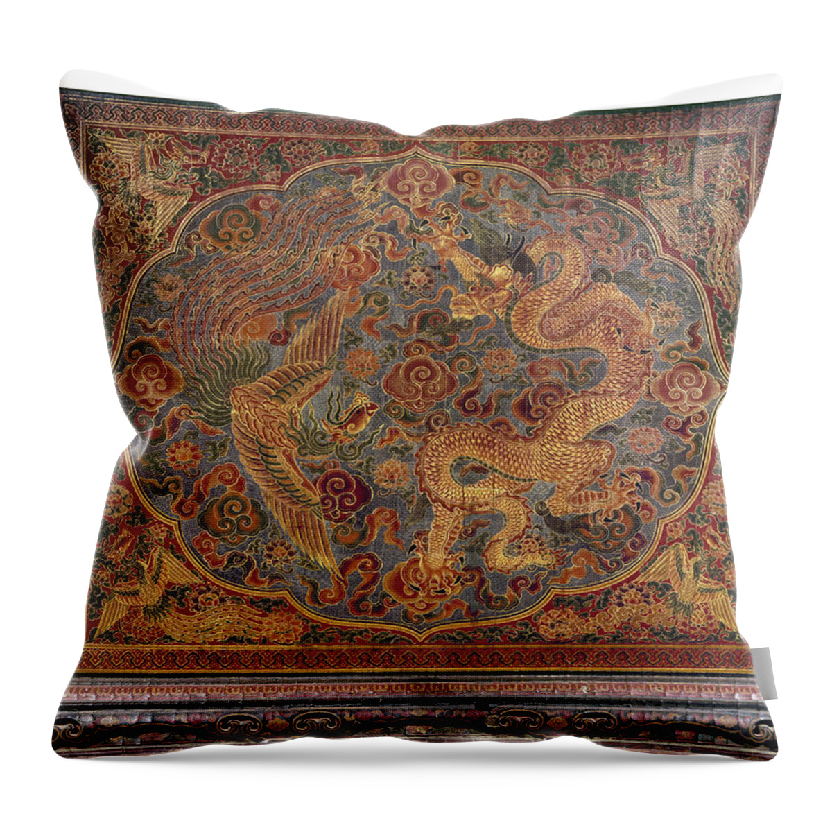 15th Century Throw Pillow featuring the photograph China Lacquered Panel by Granger