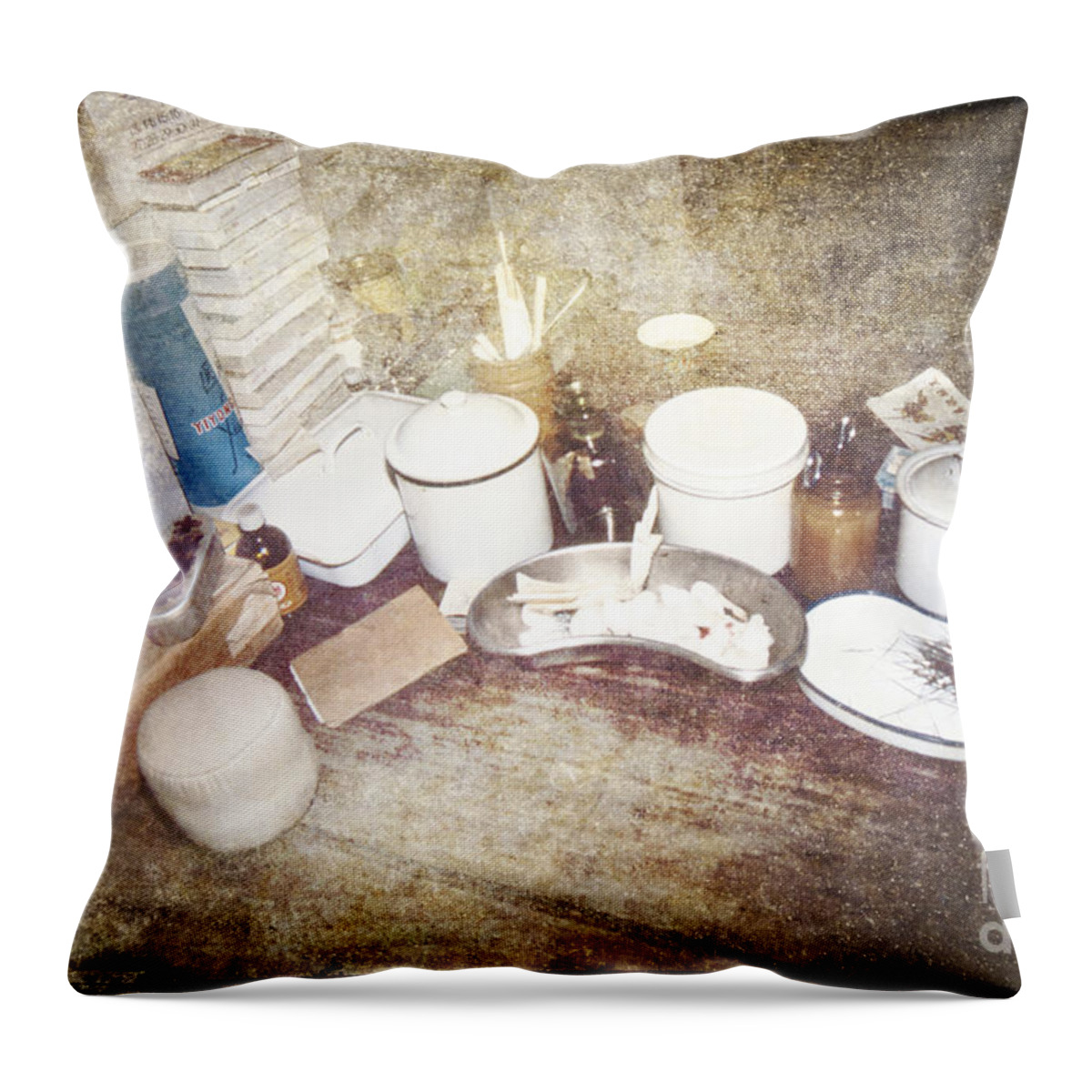 China Throw Pillow featuring the photograph Chinese Doctor's Devices by Heiko Koehrer-Wagner