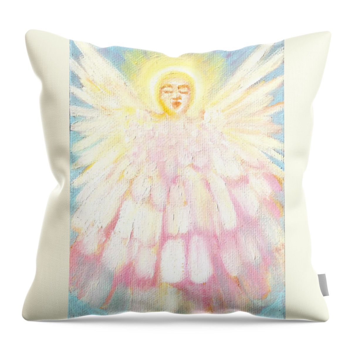 Angel Throw Pillow featuring the painting Choiring Angel by Anne Cameron Cutri