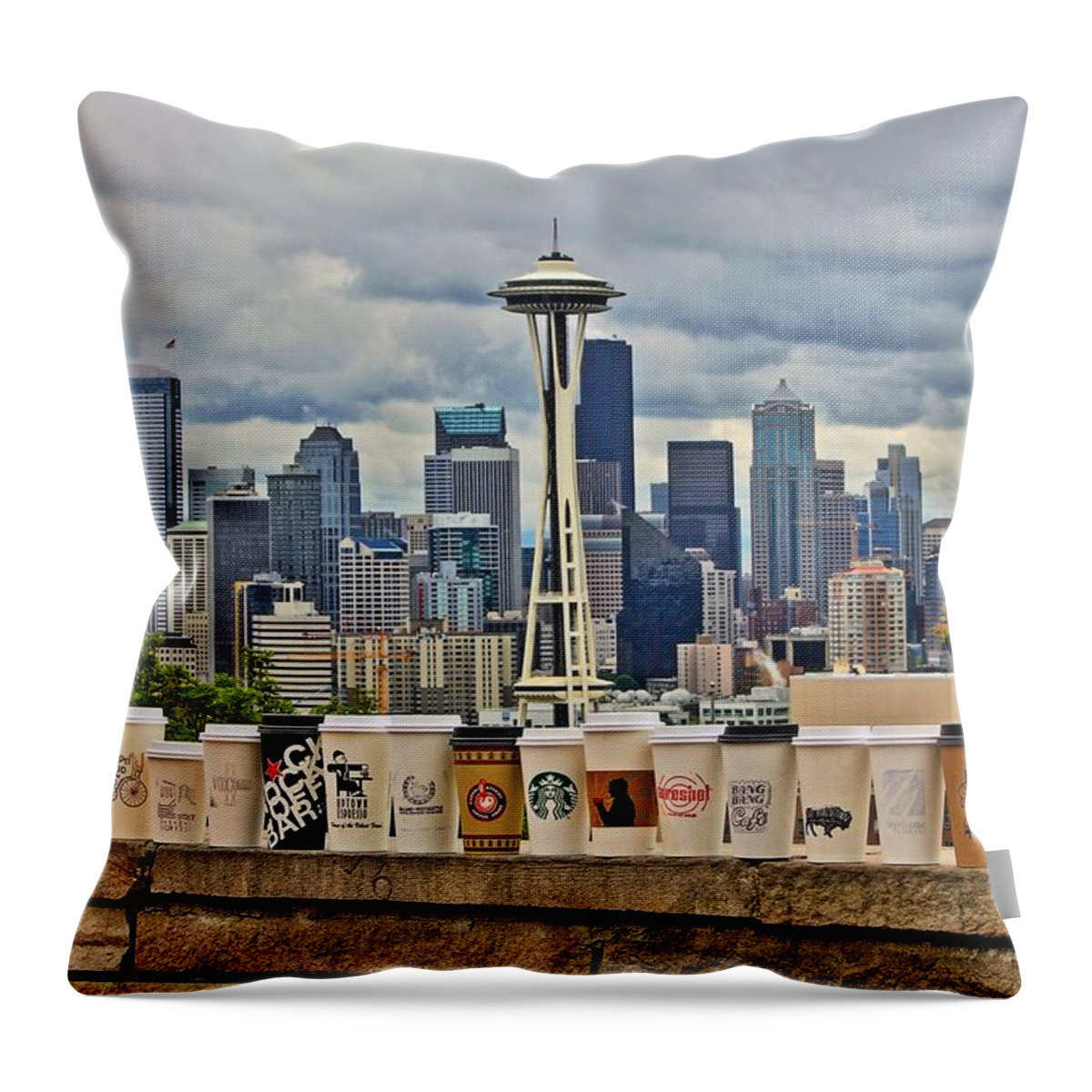 Seattle Throw Pillow featuring the photograph Choose Your Brew by Benjamin Yeager