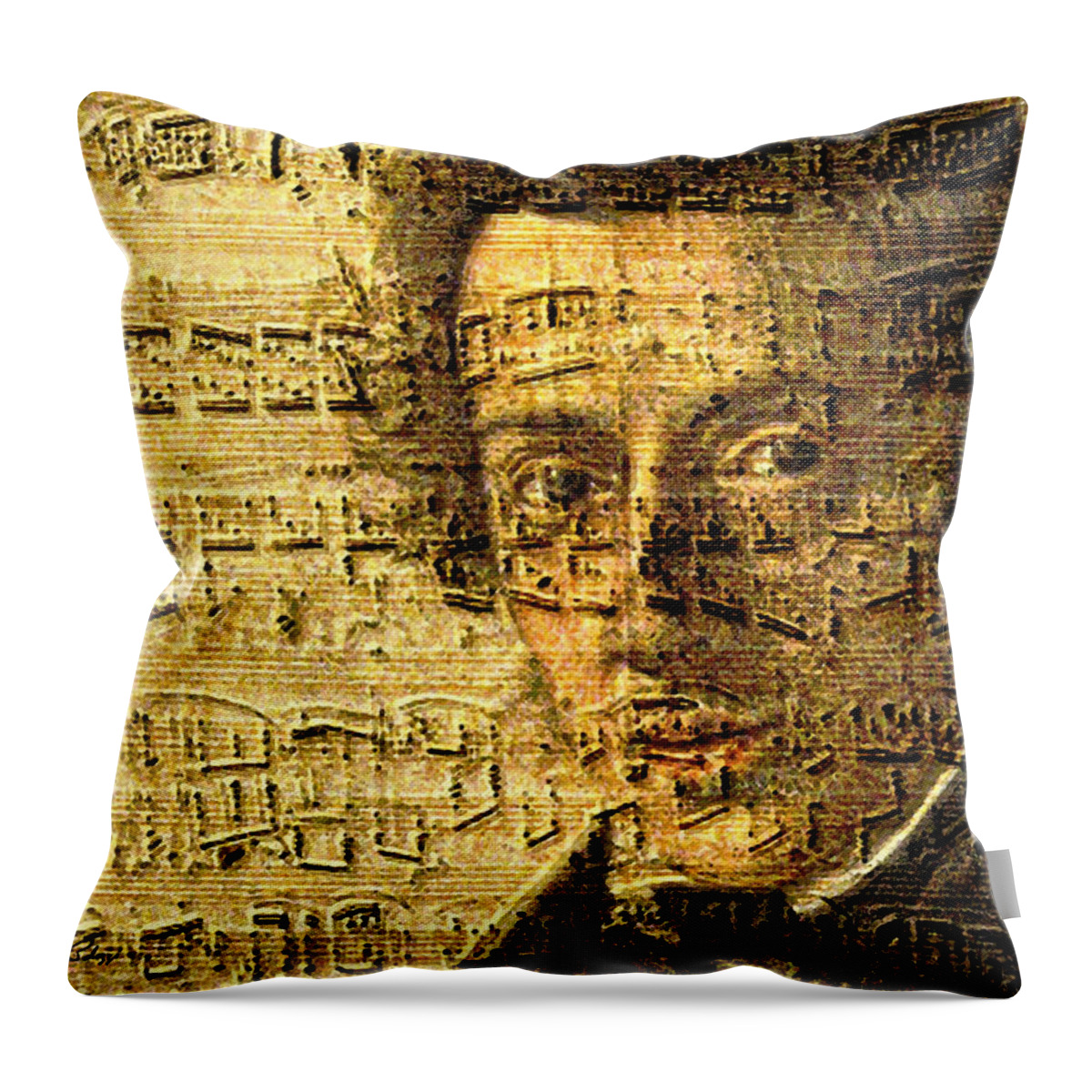 Classical Music Throw Pillow featuring the digital art Frederic Chopin by John Vincent Palozzi