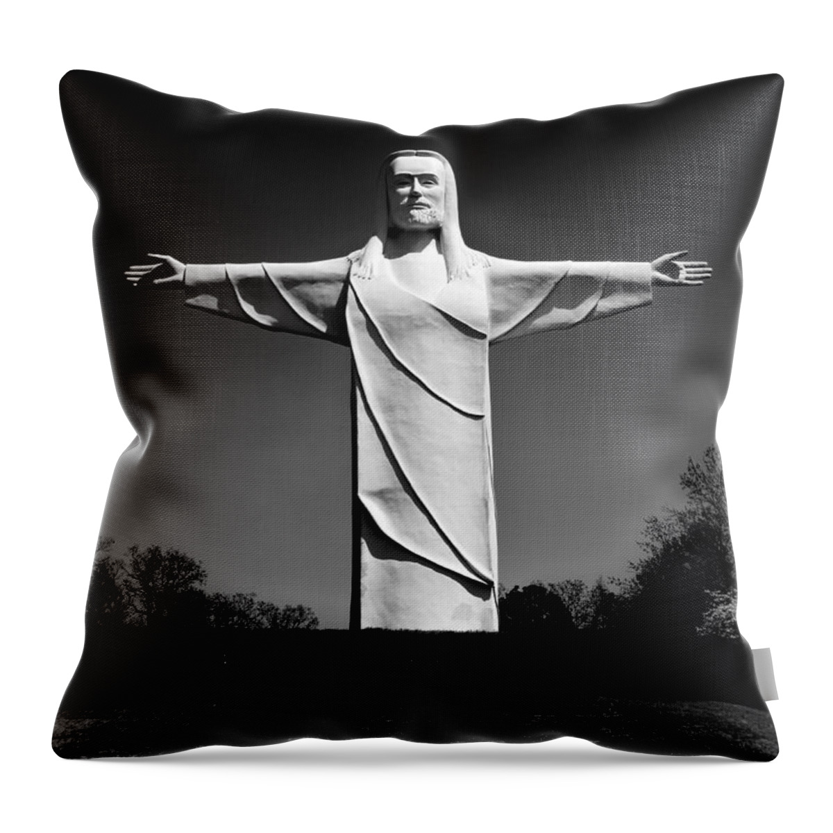 Jesus Throw Pillow featuring the photograph Christ of the Ozarks by Benjamin Yeager