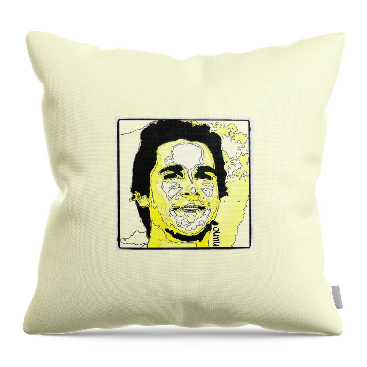 Christian Bale Throw Pillow featuring the photograph Christian Bale by Nuno Marques
