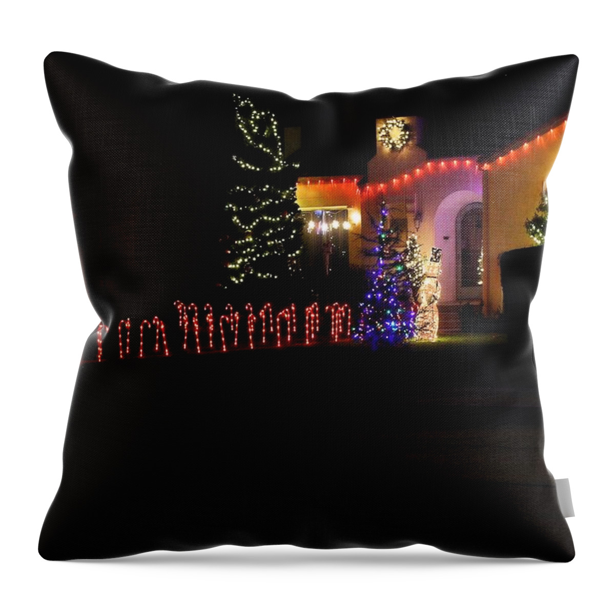 Street Throw Pillow featuring the photograph Christmas Candy Canes by Michael Gordon