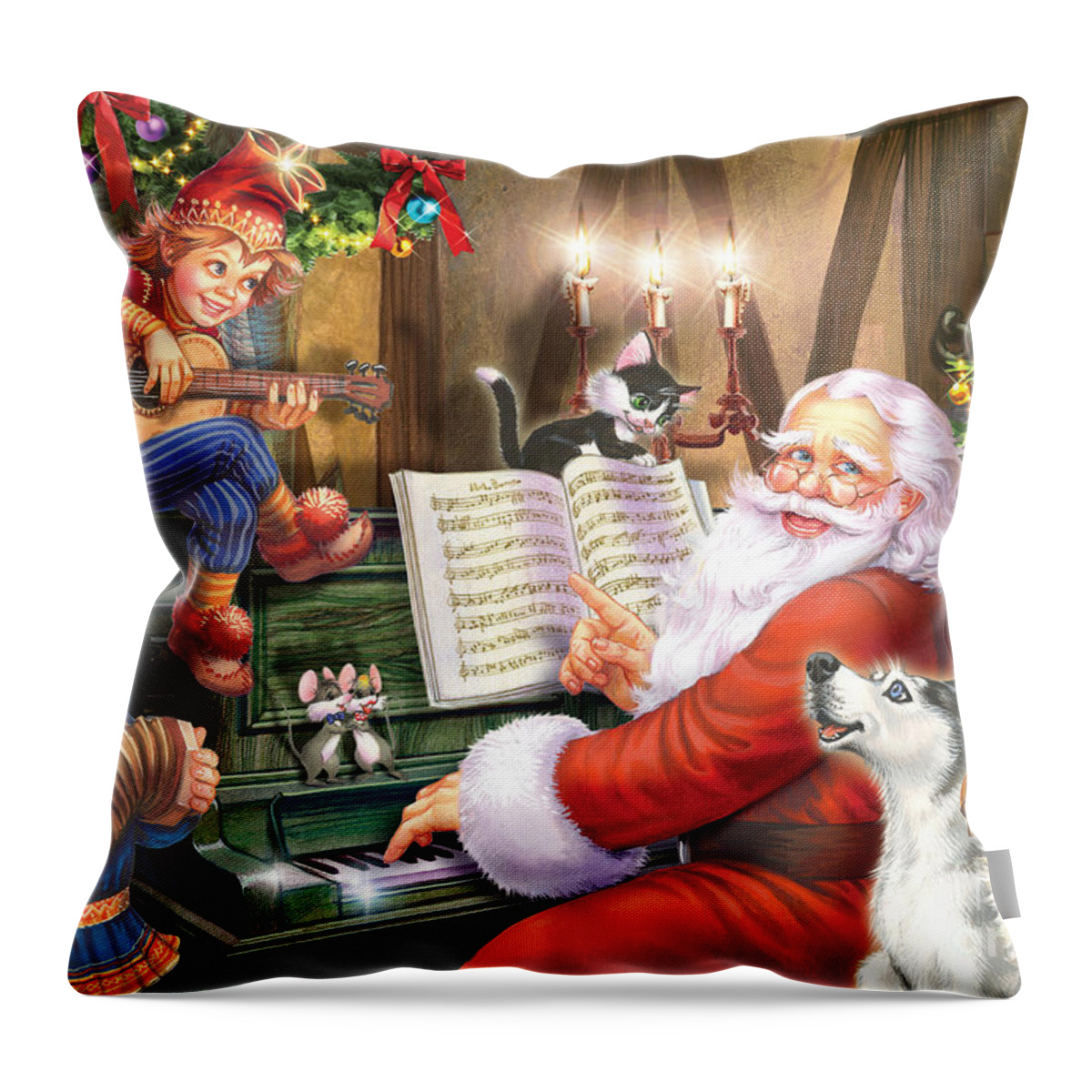 Zorina Baldescu Throw Pillow featuring the digital art Christmas Carols by MGL Meiklejohn Graphics Licensing