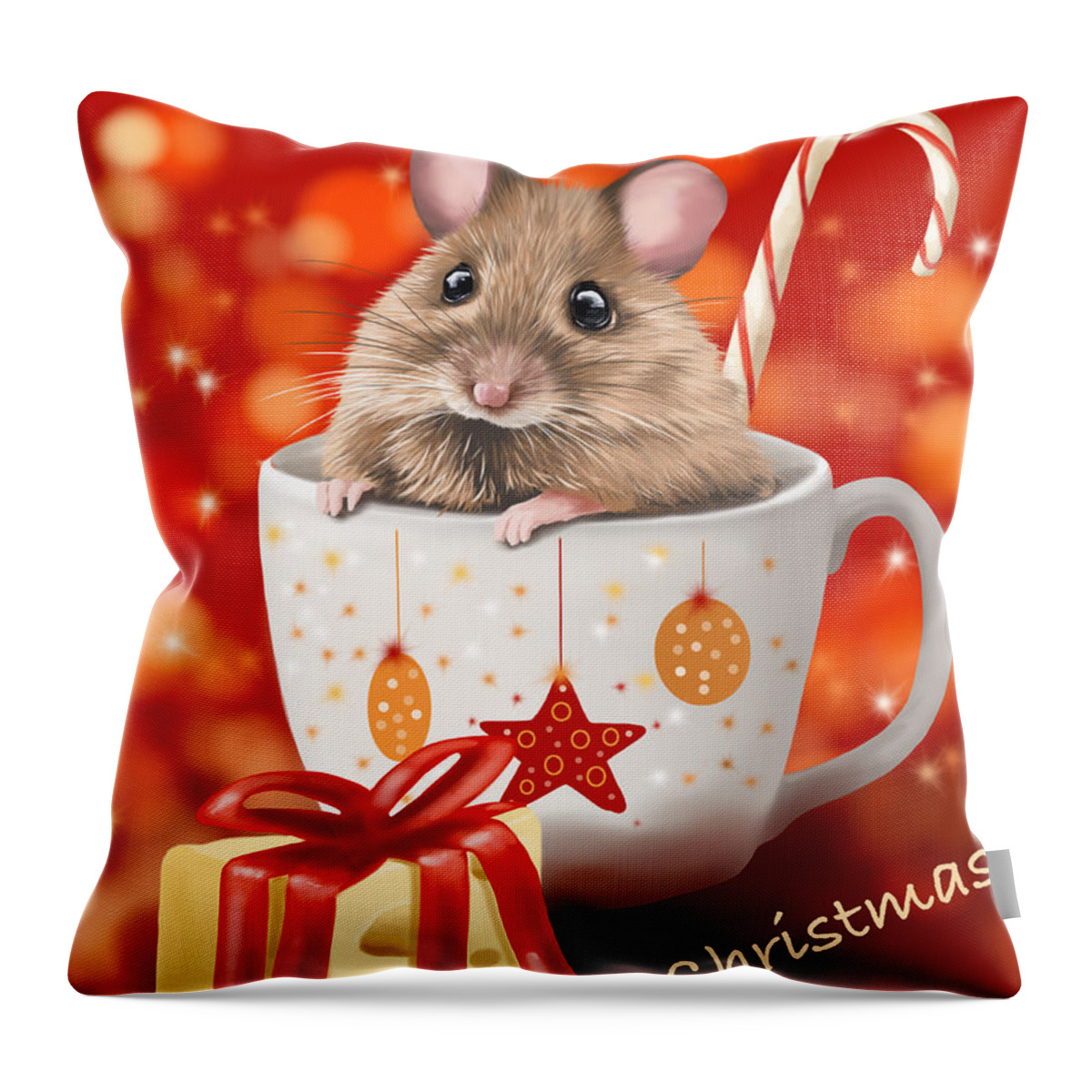 Ipad Throw Pillow featuring the painting Christmas cup by Veronica Minozzi