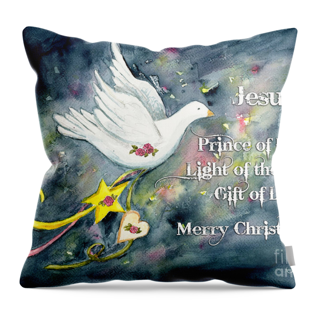 Christmas Throw Pillow featuring the painting Christmas Dove by Janis Lee Colon