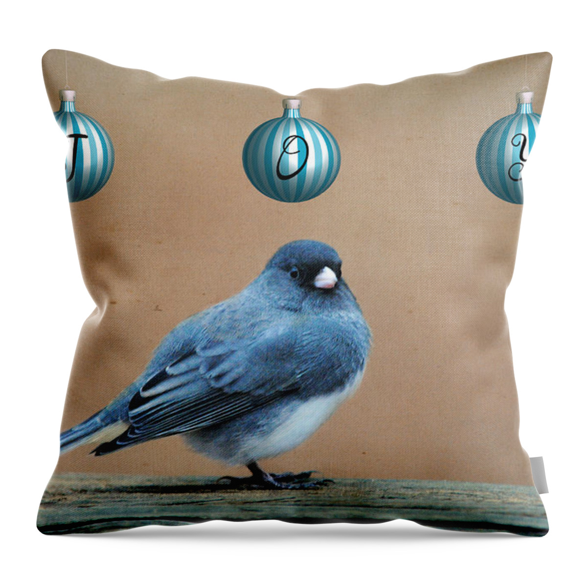 Blue Bird Throw Pillow featuring the digital art Christmas Joy by Linda Segerson