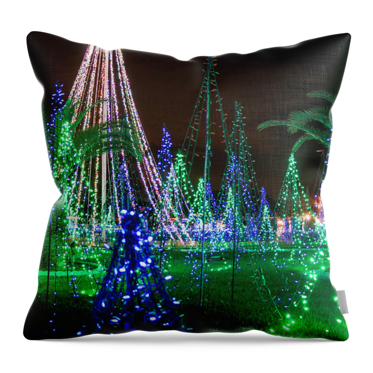 Christmas Throw Pillow featuring the photograph Christmas Lights 2 by Richard Goldman