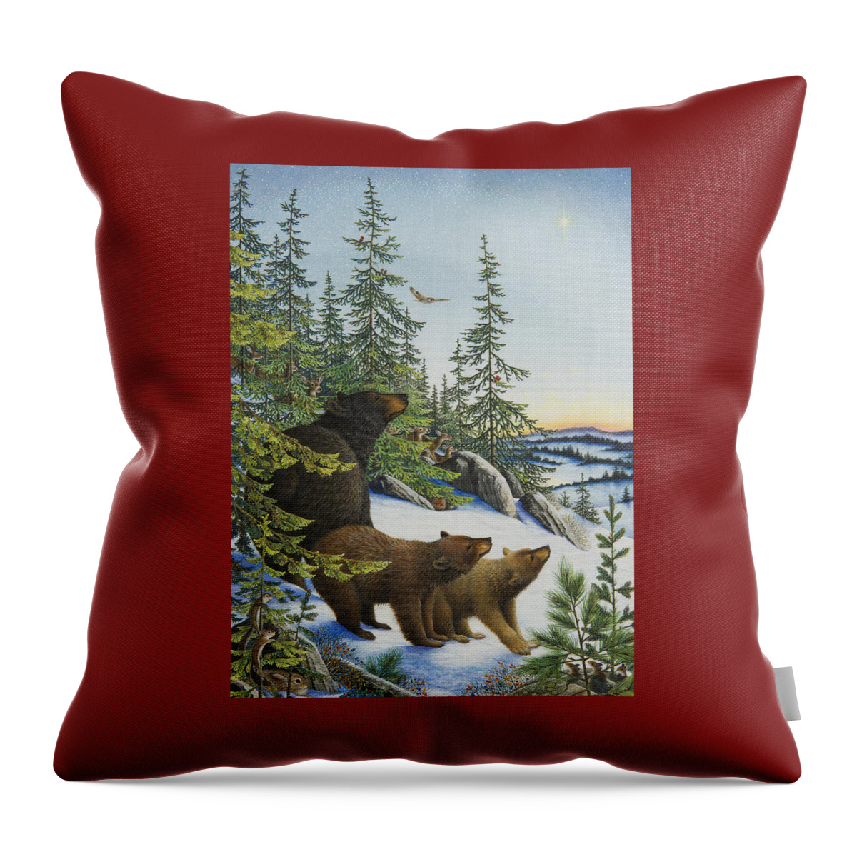 Christmas Star Throw Pillow featuring the painting Christmas Morning by Lynn Bywaters